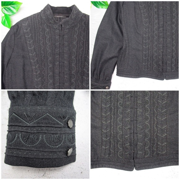ELIE TAHARI Vintage Black Wool Victorian Style Embroidered Jacket Women’s Size 8 - Picture 9 of 12